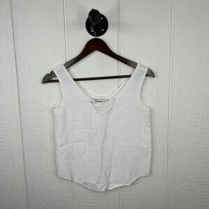 Vintage 90's White Embroidered Silk Tank Top Small